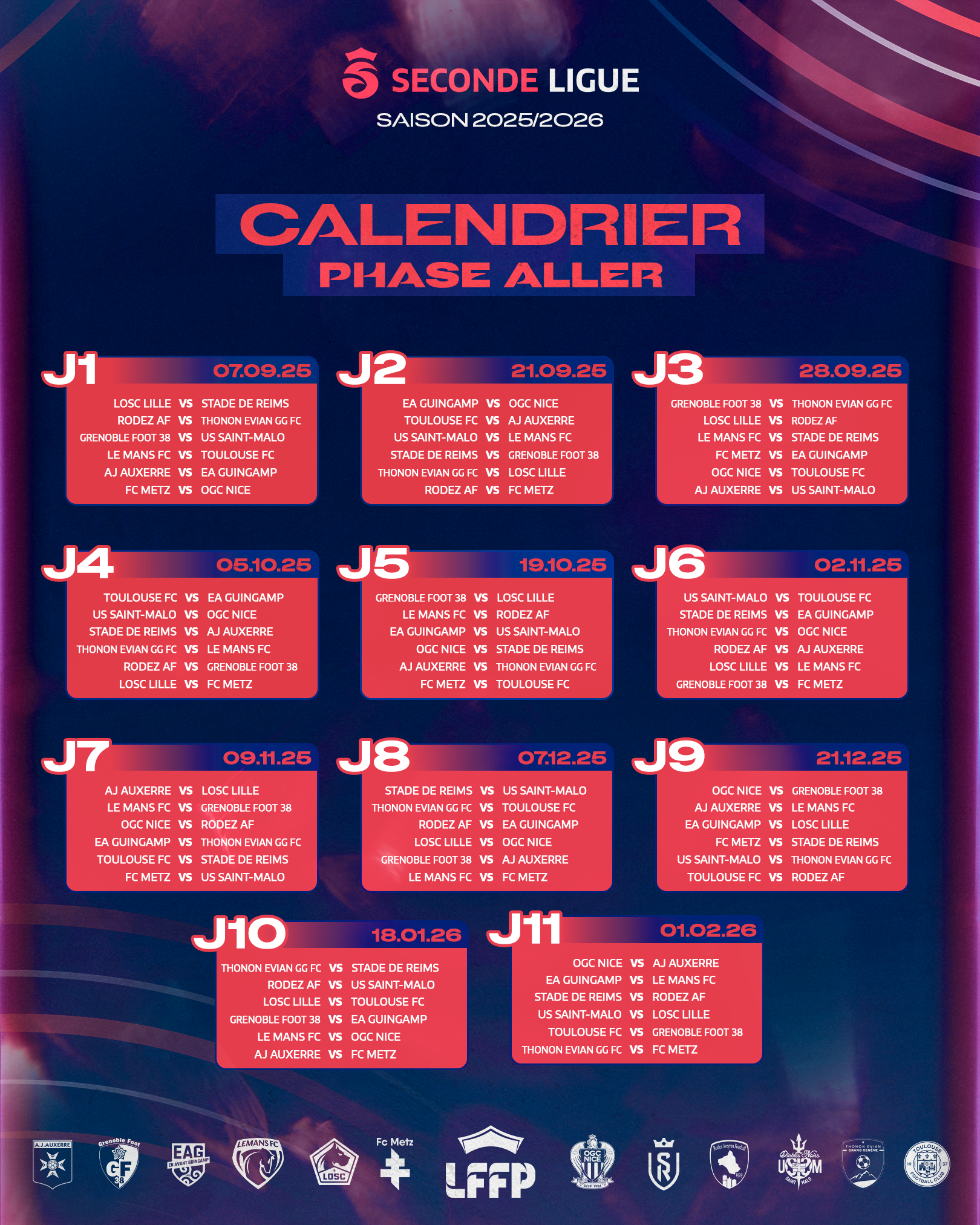 Seconde Ligue_Calendrier_Matchs Aller